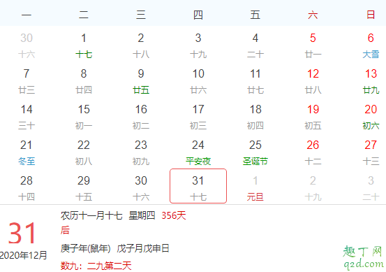 2020年12月31日是什么年 2020年12月31日吉時選擇查詢2